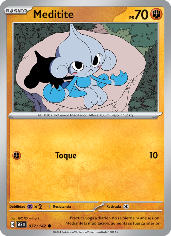 Meditite 077 — Corona Astral (Spanish Pokémon TCG card)