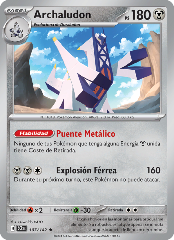 Archaludon 107 — Corona Astral (Spanish Pokémon TCG card)