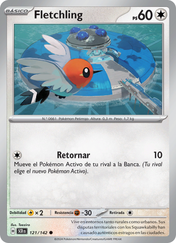 Fletchling 121 — Corona Astral (Spanish Pokémon TCG card)