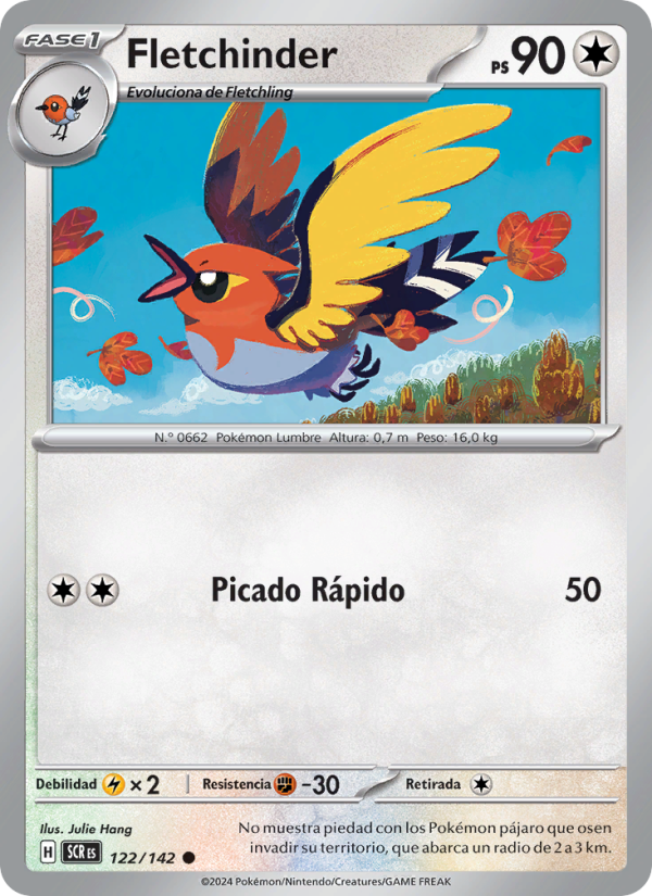 Fletchinder 122 — Corona Astral (Spanish Pokémon TCG card)