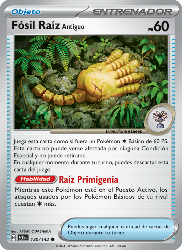 Fósil Raíz Antiguo 130 — Corona Astral (Spanish Pokémon TCG card)
