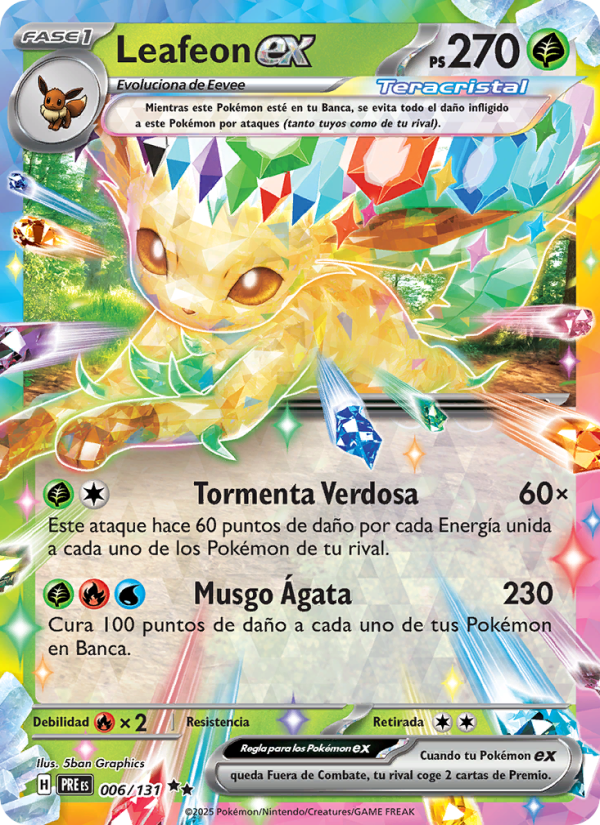 Leafeon ex 006 — Evoluciones Prismáticas (Spanish Pokémon TCG card)