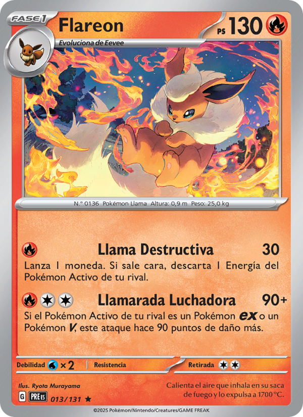 Flareon 013 — Evoluciones Prismáticas (Spanish Pokémon TCG card)