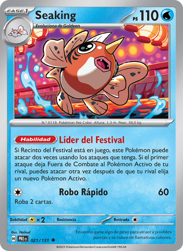 Seaking 021 — Evoluciones Prismáticas (Spanish Pokémon TCG card)