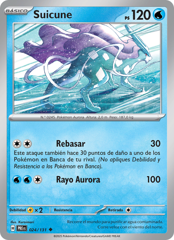 Suicune 024 — Evoluciones Prismáticas (Spanish Pokémon TCG card)