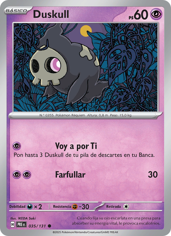 Duskull 035 — Evoluciones Prismáticas (Spanish Pokémon TCG card)