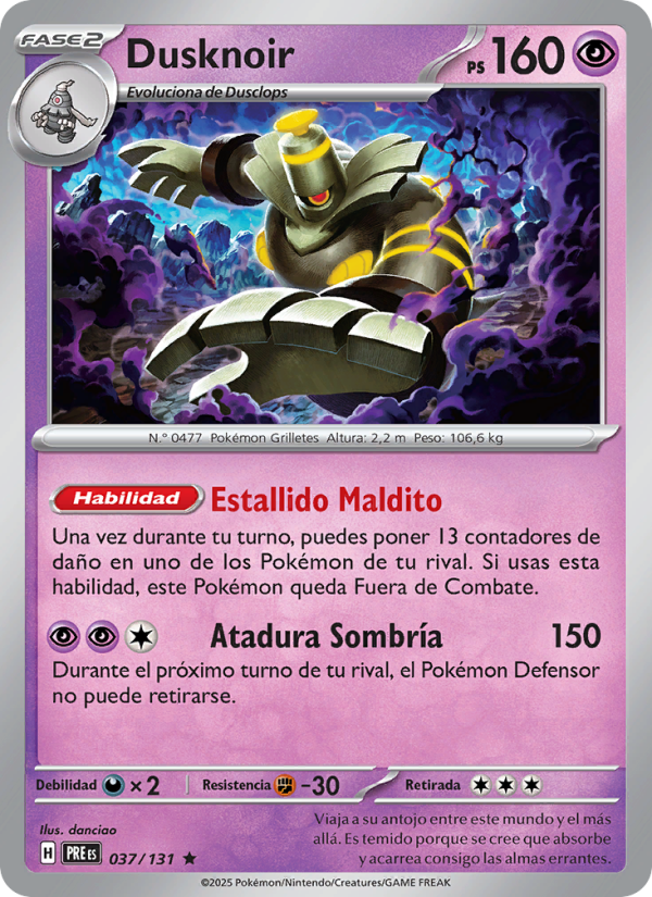Dusknoir 037 — Evoluciones Prismáticas (Spanish Pokémon TCG card)
