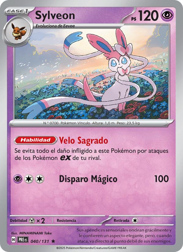Sylveon 040 — Evoluciones Prismáticas (Spanish Pokémon TCG card)