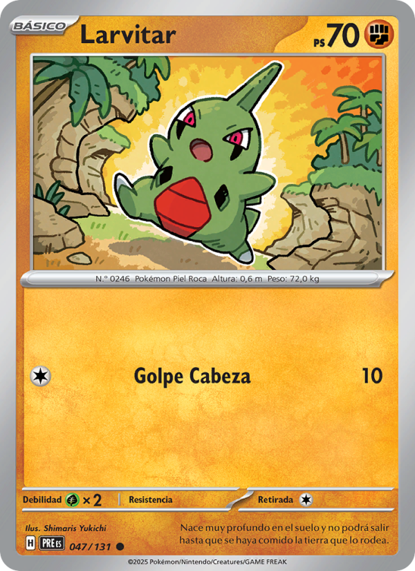 Larvitar 047 — Evoluciones Prismáticas (Spanish Pokémon TCG card)