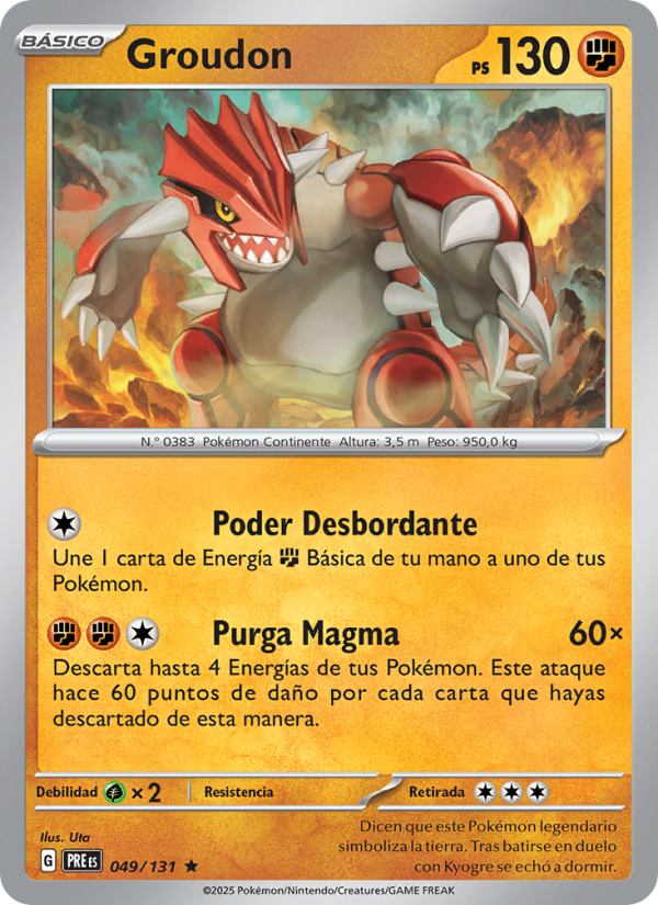 Groudon 049 — Evoluciones Prismáticas (Spanish Pokémon TCG card)