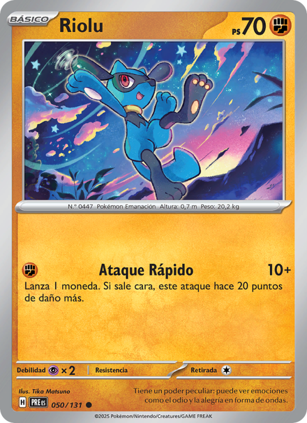 Riolu 050 — Evoluciones Prismáticas (Spanish Pokémon TCG card)