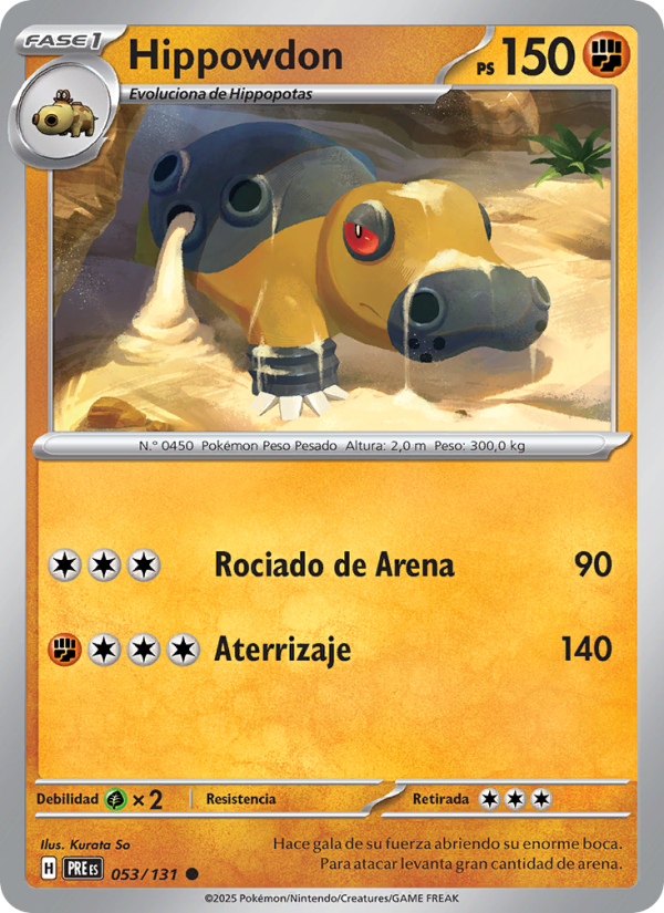Hippowdon 053 — Evoluciones Prismáticas (Spanish Pokémon TCG card)