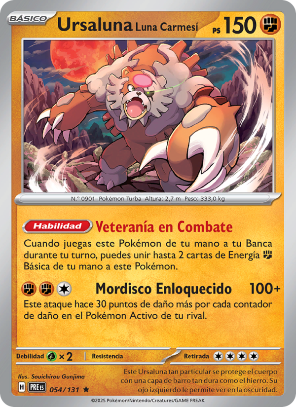 Ursaluna Luna Carmesí 054 — Evoluciones Prismáticas (Spanish Pokémon TCG card)