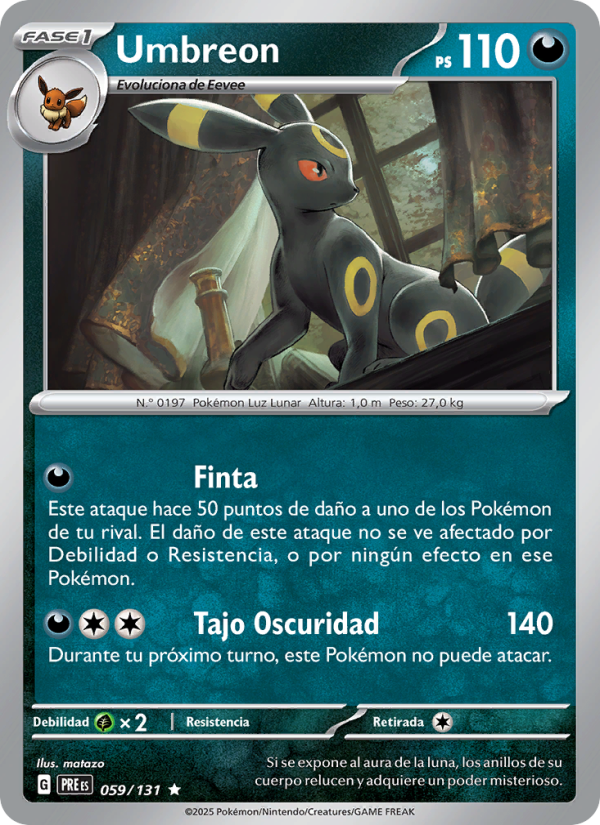 Umbreon 059 — Evoluciones Prismáticas (Spanish Pokémon TCG card)
