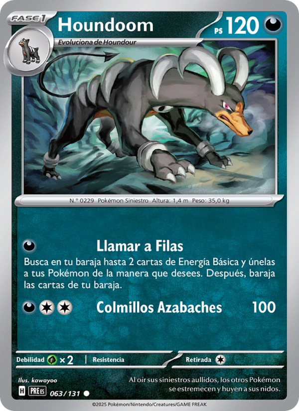 Houndoom 063 — Evoluciones Prismáticas (Spanish Pokémon TCG card)
