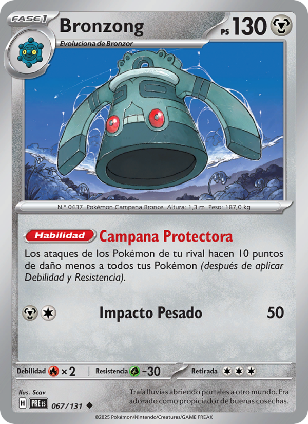 Bronzong 067 — Evoluciones Prismáticas (Spanish Pokémon TCG card)