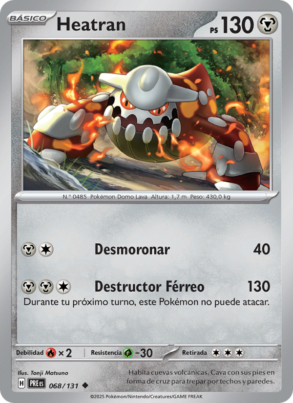 Heatran 068 — Evoluciones Prismáticas (Spanish Pokémon TCG card)