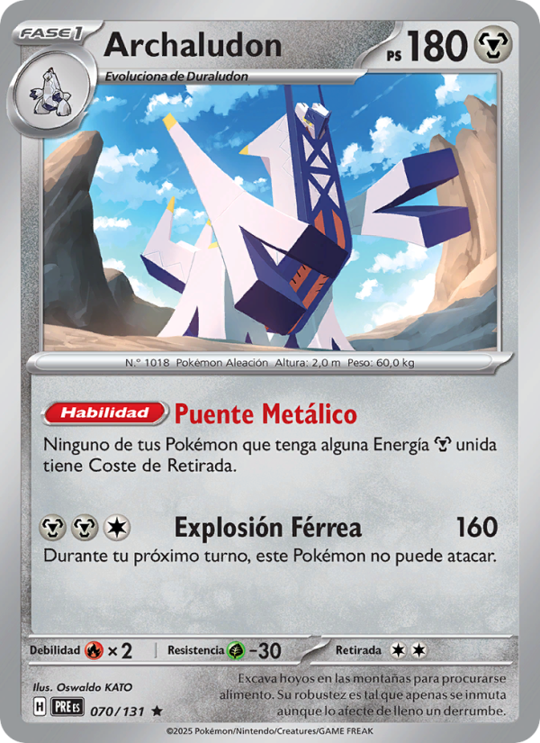 Archaludon 070 — Evoluciones Prismáticas (Spanish Pokémon TCG card)