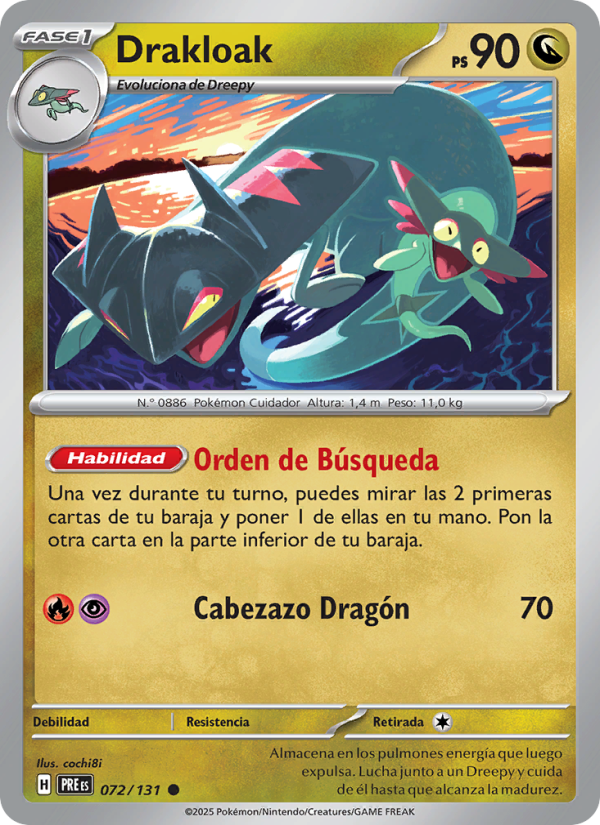 Drakloak 072 — Evoluciones Prismáticas (Spanish Pokémon TCG card)