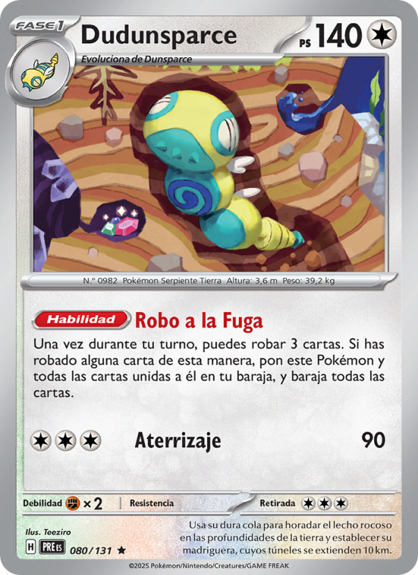 Dudunsparce 080 — Evoluciones Prismáticas (Spanish Pokémon TCG card)