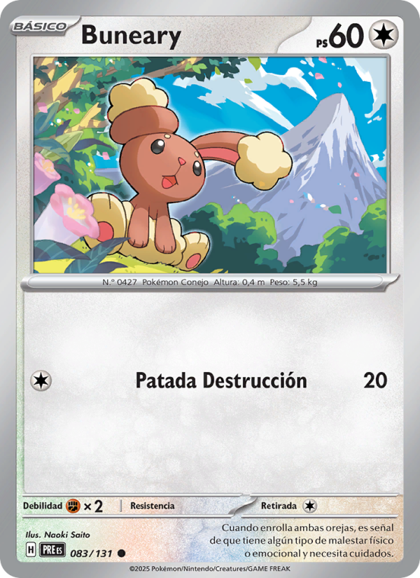 Buneary 083 — Evoluciones Prismáticas (Spanish Pokémon TCG card)