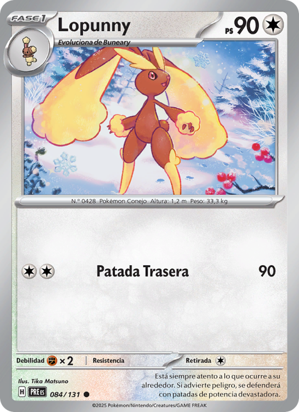 Lopunny 084 — Evoluciones Prismáticas (Spanish Pokémon TCG card)