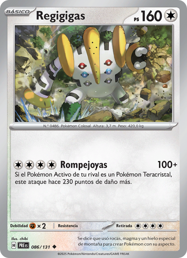 Regigigas 086 — Evoluciones Prismáticas (Spanish Pokémon TCG card)