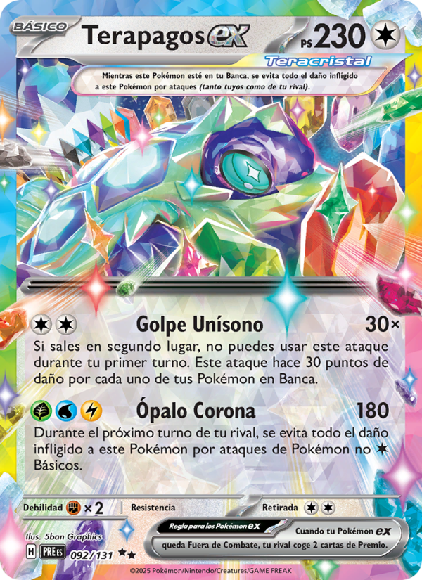 Terapagos ex 092 — Evoluciones Prismáticas (Spanish Pokémon TCG card)