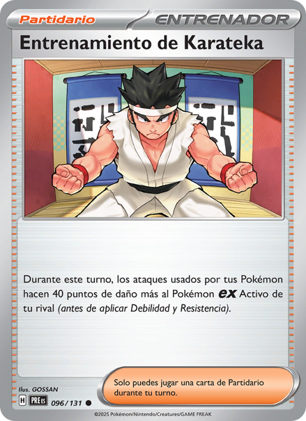 Entrenamiento de Karateka 096 — Evoluciones Prismáticas (Spanish Pokémon TCG card)