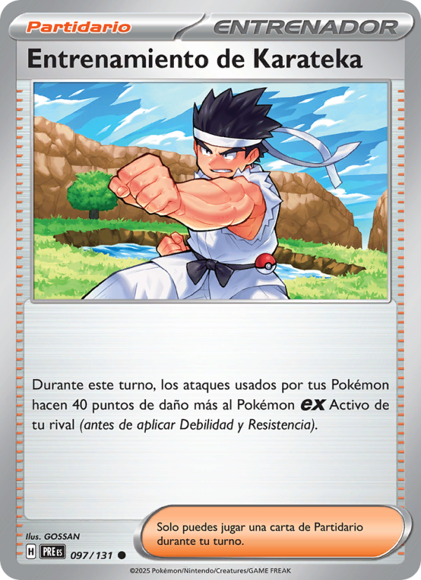 Entrenamiento de Karateka 097 — Evoluciones Prismáticas (Spanish Pokémon TCG card)