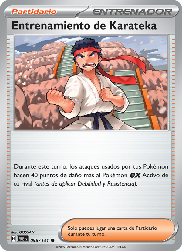 Entrenamiento de Karateka 098 — Evoluciones Prismáticas (Spanish Pokémon TCG card)