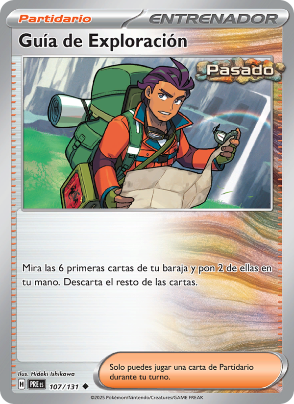 Guía de Exploración 107 — Evoluciones Prismáticas (Spanish Pokémon TCG card)