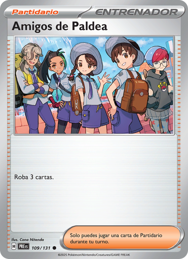 Amigos de Paldea 109 — Evoluciones Prismáticas (Spanish Pokémon TCG card)