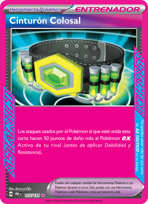 Cinturón Colosal 117 — Evoluciones Prismáticas (Spanish Pokémon TCG card)