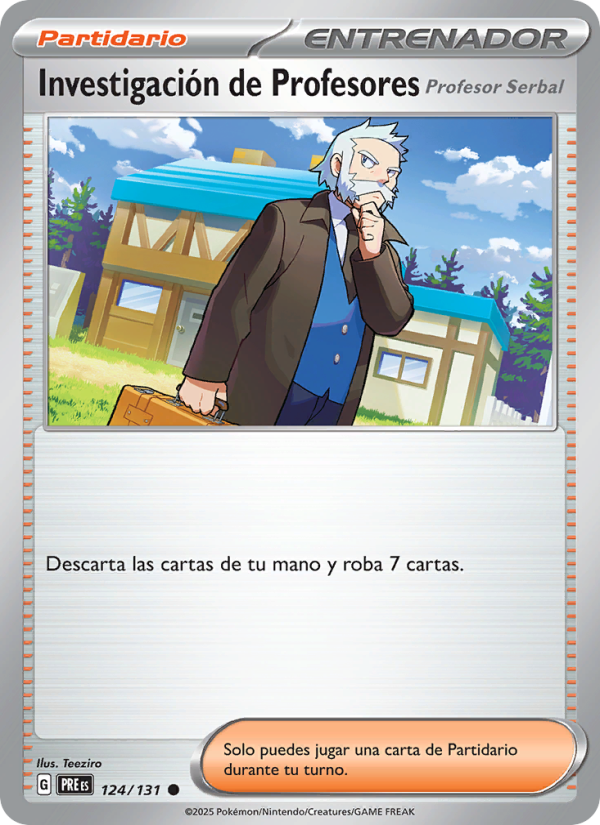 Investigación de Profesores 124 — Evoluciones Prismáticas (Spanish Pokémon TCG card)