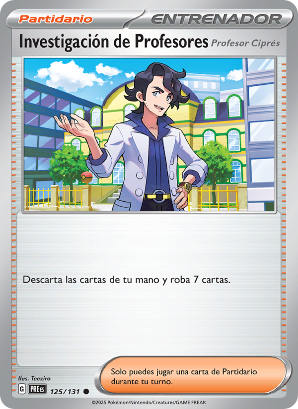 Investigación de Profesores 125 — Evoluciones Prismáticas (Spanish Pokémon TCG card)