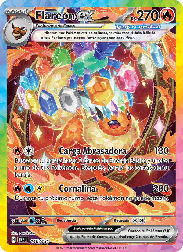 Flareon ex 146 — Evoluciones Prismáticas (Spanish Pokémon TCG card)