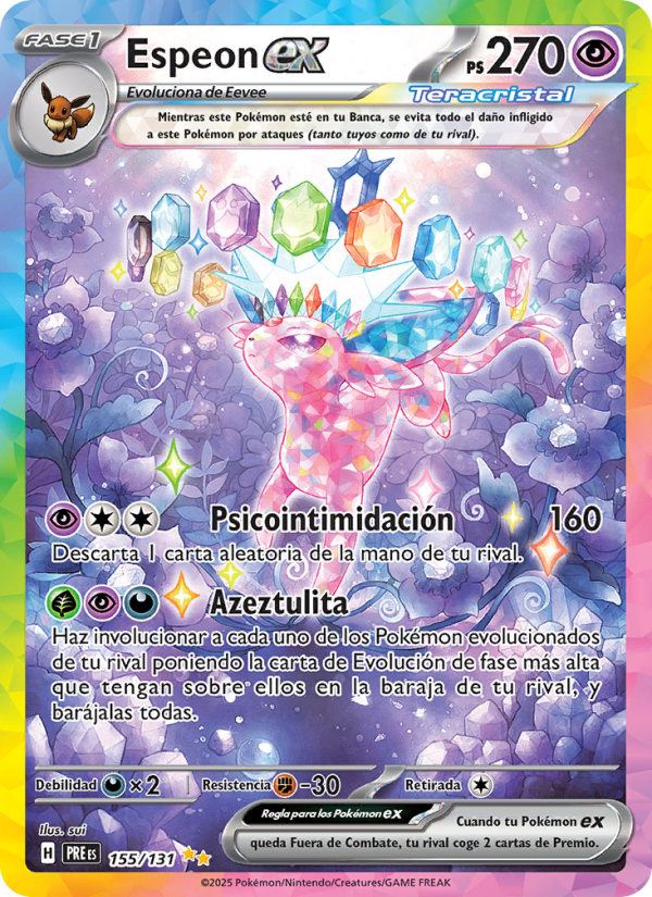 Espeon ex 155 — Evoluciones Prismáticas (Spanish Pokémon TCG card)