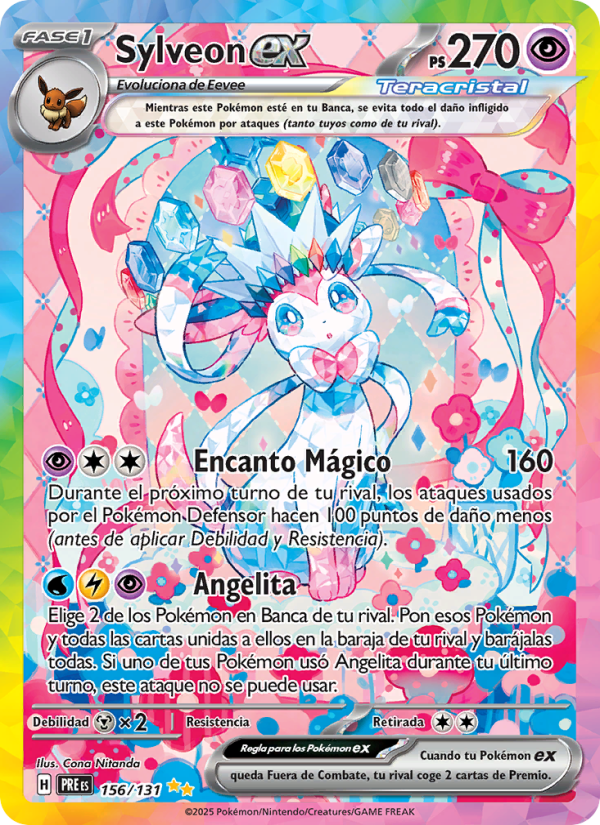 Sylveon ex 156 — Evoluciones Prismáticas (Spanish Pokémon TCG card)