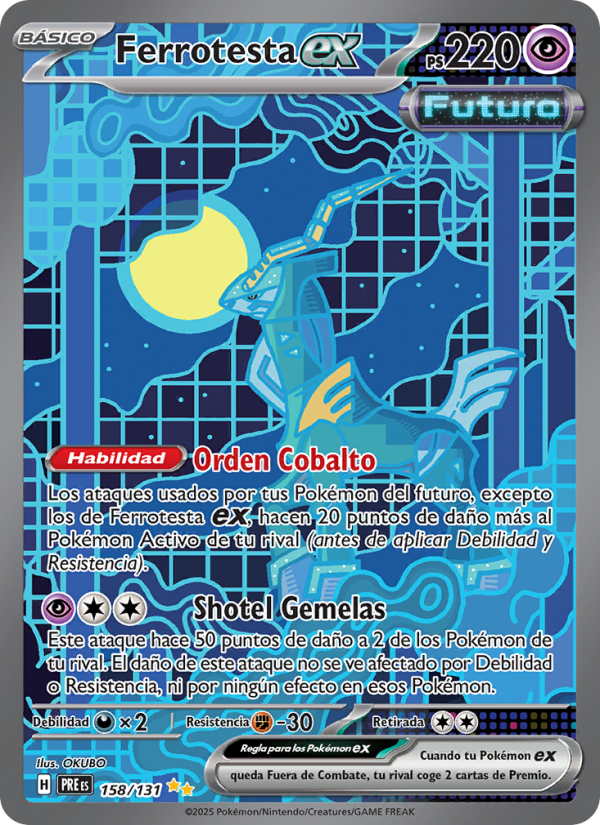 Ferrotesta ex 158 — Evoluciones Prismáticas (Spanish Pokémon TCG card)