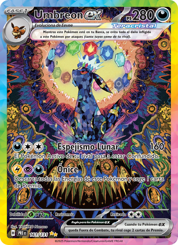 Umbreon ex 161 — Evoluciones Prismáticas (Spanish Pokémon TCG card)