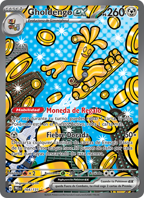 Gholdengo ex 164 — Evoluciones Prismáticas (Spanish Pokémon TCG card)