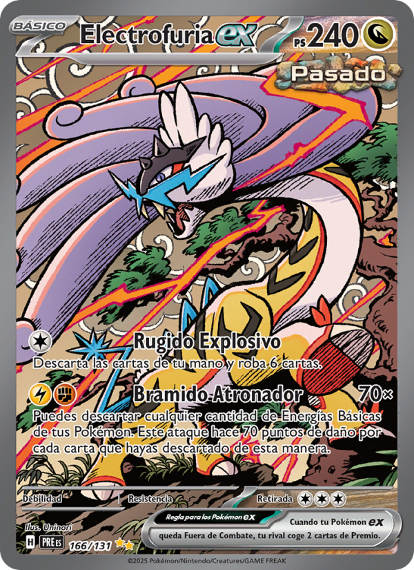 Electrofuria ex 166 — Evoluciones Prismáticas (Spanish Pokémon TCG card)