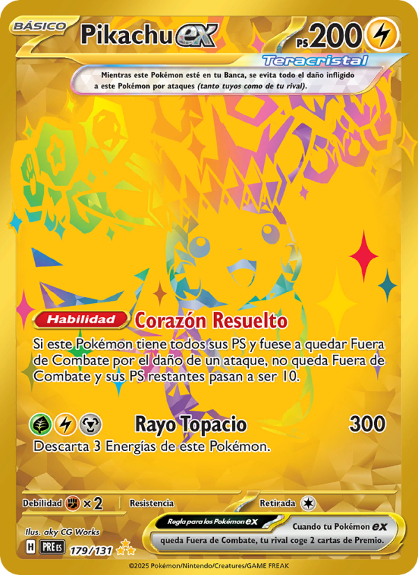 Pikachu ex 179 — Evoluciones Prismáticas (Spanish Pokémon TCG card)
