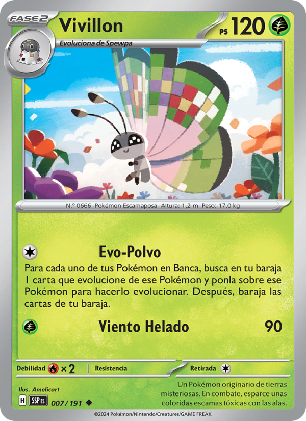 Vivillon 007 — Chispas Fulgurantes (Spanish Pokémon TCG card)