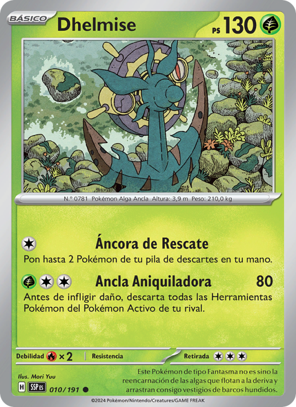 Dhelmise 010 — Chispas Fulgurantes (Spanish Pokémon TCG card)