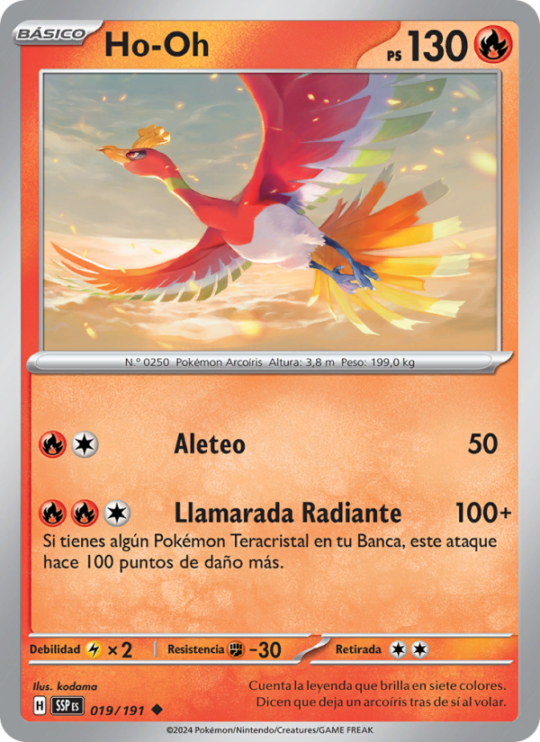 Ho-Oh 019 — Chispas Fulgurantes (Spanish Pokémon TCG card)