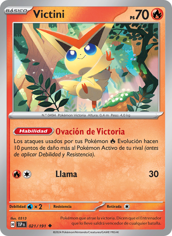 Victini 021 — Chispas Fulgurantes (Spanish Pokémon TCG card)
