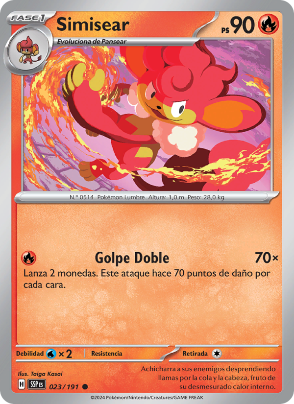 Simisear 023 — Chispas Fulgurantes (Spanish Pokémon TCG card)