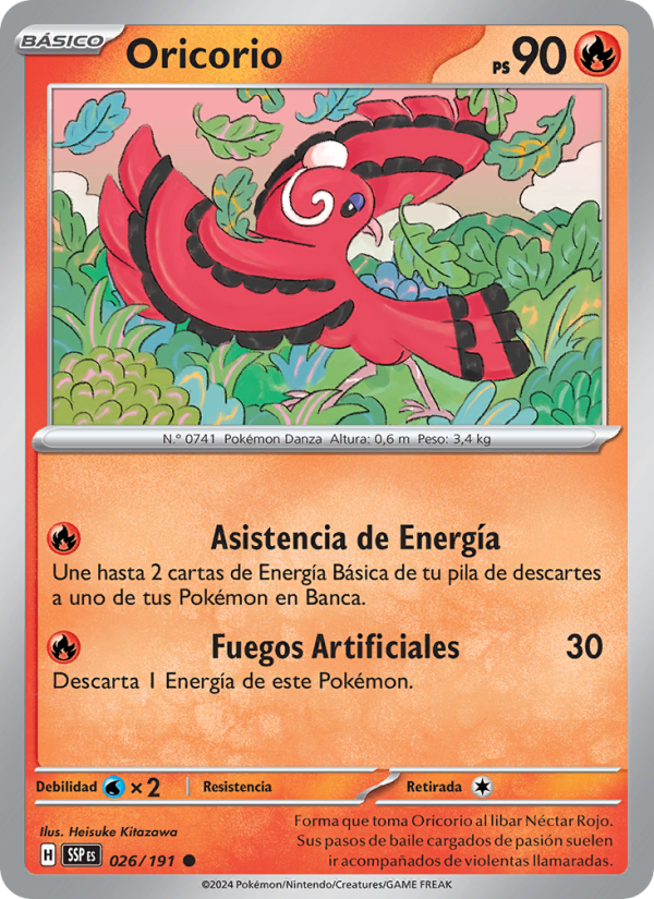Oricorio 026 — Chispas Fulgurantes (Spanish Pokémon TCG card)